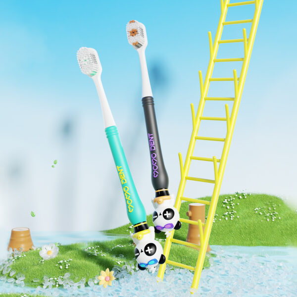 Escova Dental Infantil MOMODENT Panda Nadador - 2 unidades TY520 - Imagem 2