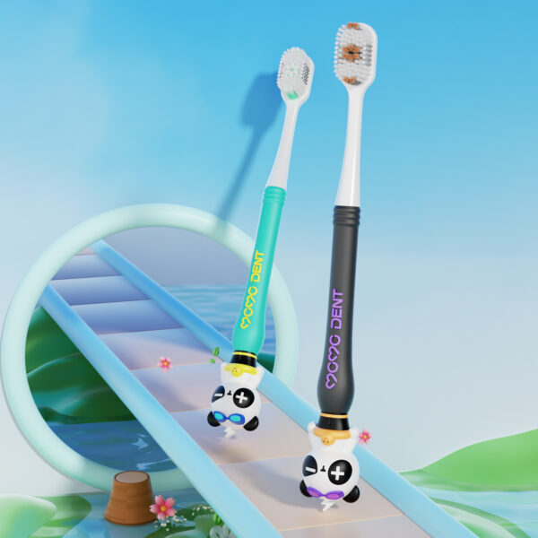 Escova Dental Infantil MOMODENT Panda Nadador - 2 unidades TY520 - Imagem 5