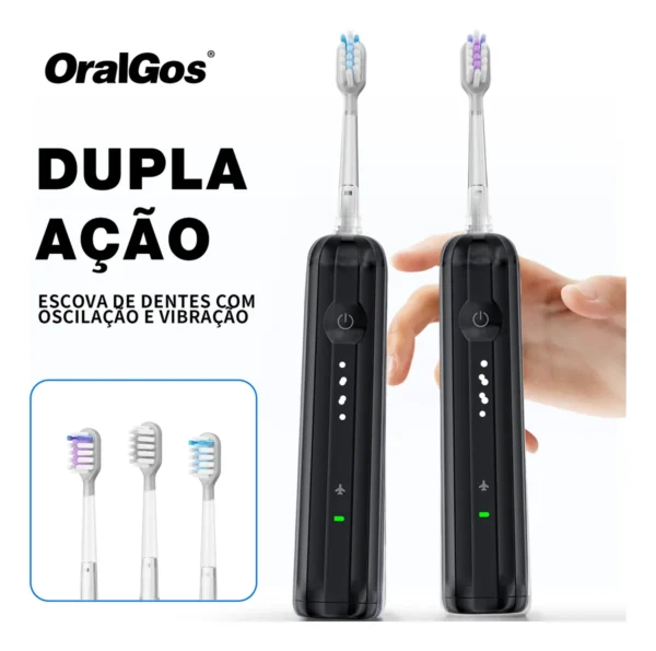 OralGos Escova Elétrica com Dupla Ação – Potência, Tecnologia e Cuidado no Mesmo Sorriso M9