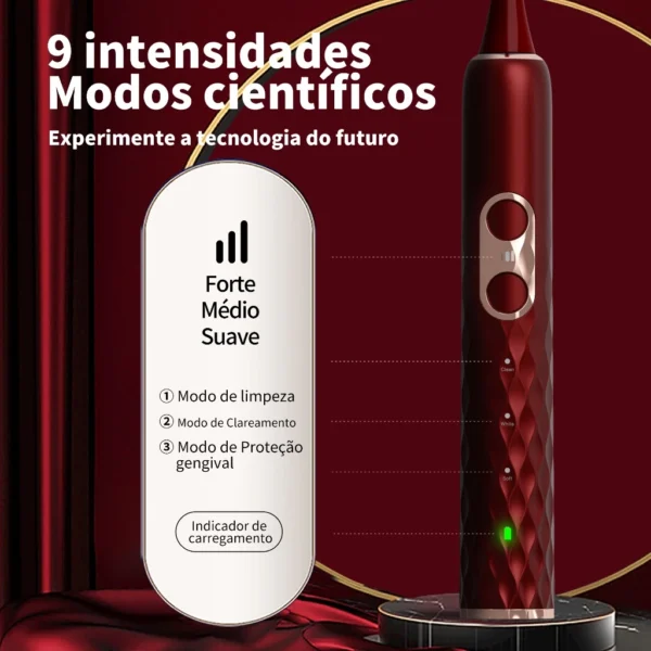 OralGos® Escova Dental Sônica com Levitação Magnética – 38.000 Vibrações por Minuto e Tecnologia Premium DB888-M6 - Imagem 4