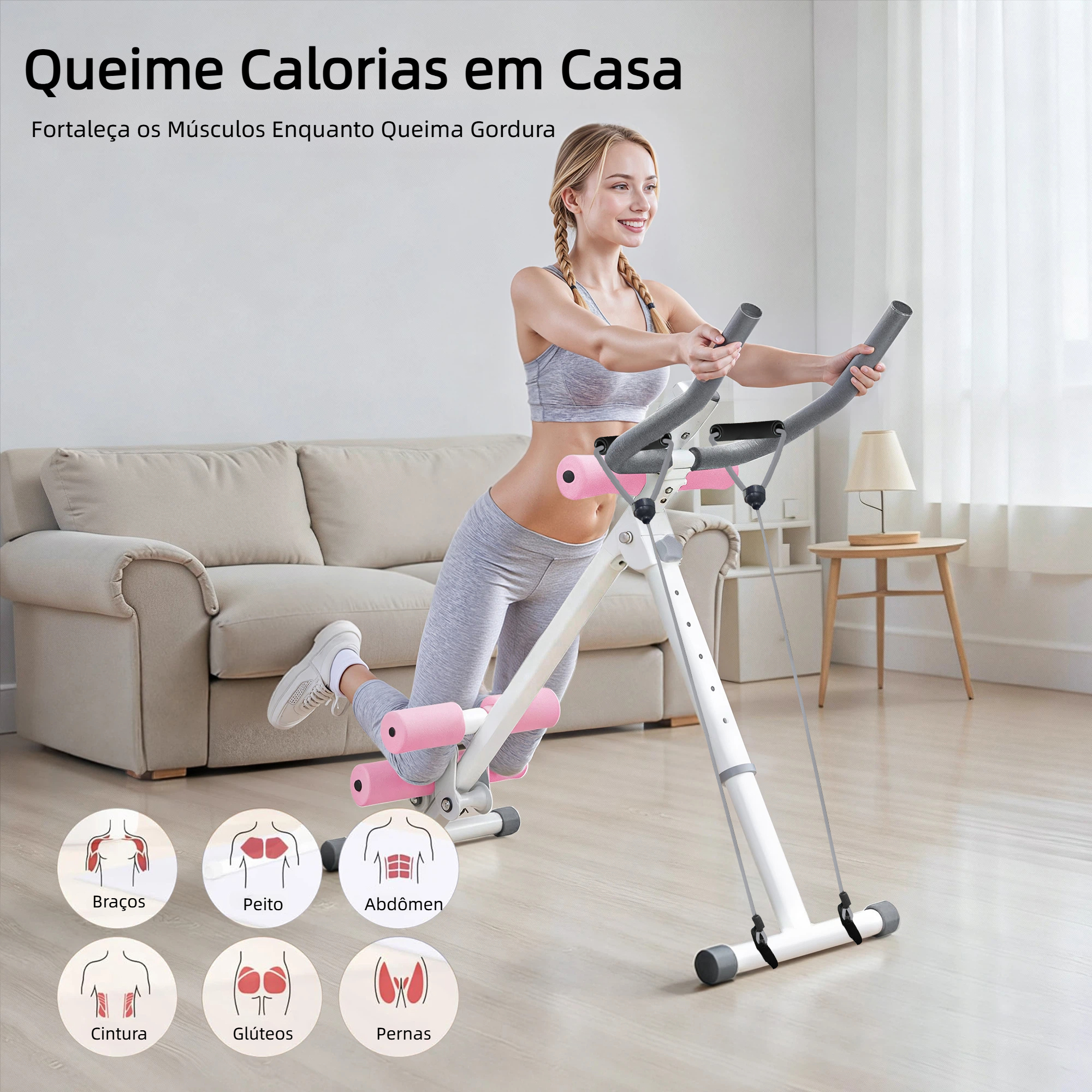 HEROI Máquina de Treino do Core para Uso Doméstico – Queima Calorias, Define Abdômen e Modela Corpo (200kg) TY-041