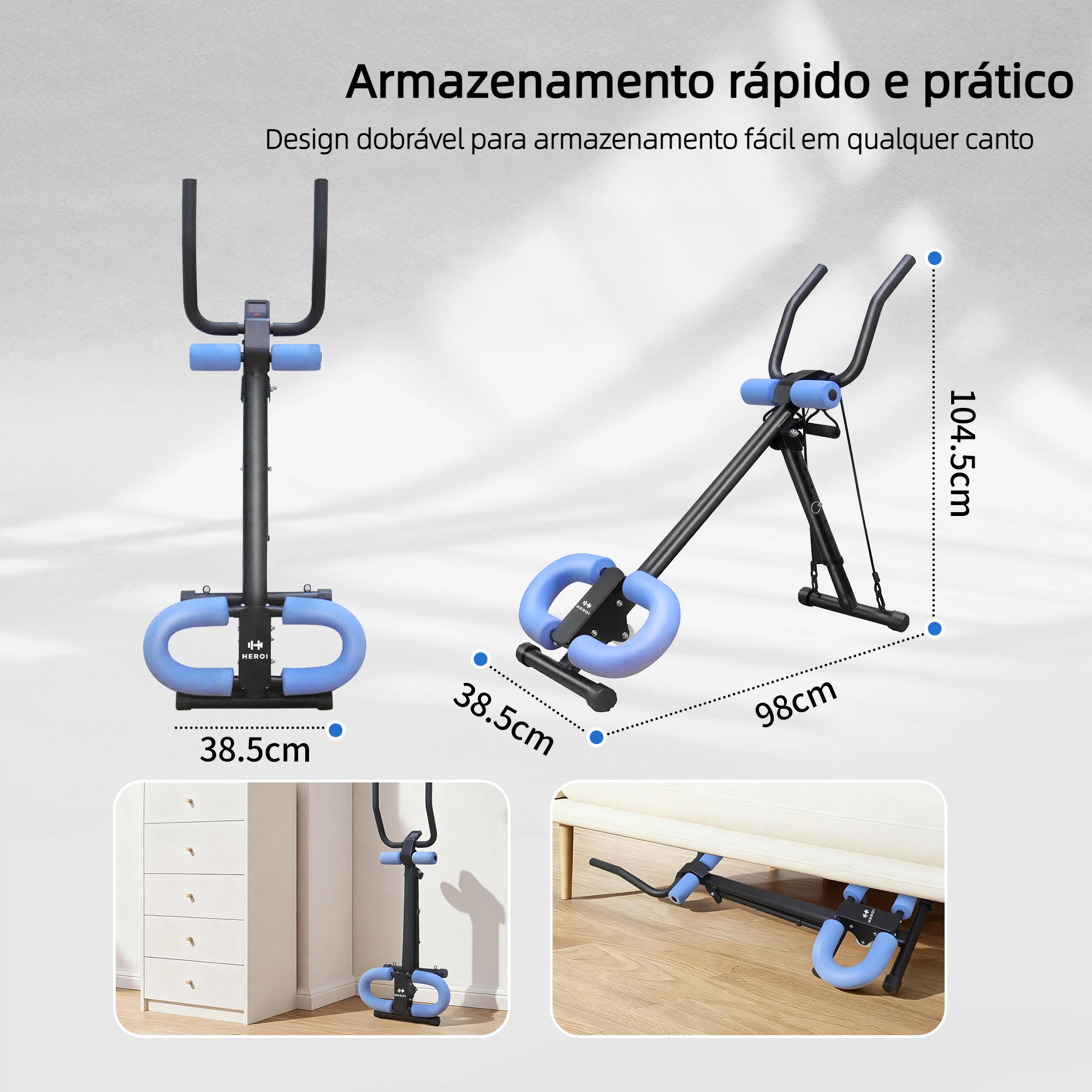Estação de Fitness Multifuncional HEROI® – Ajustável, Dobrável, 5 Níveis de Resistência, Suporta 200kg TY-040 - Imagem 5
