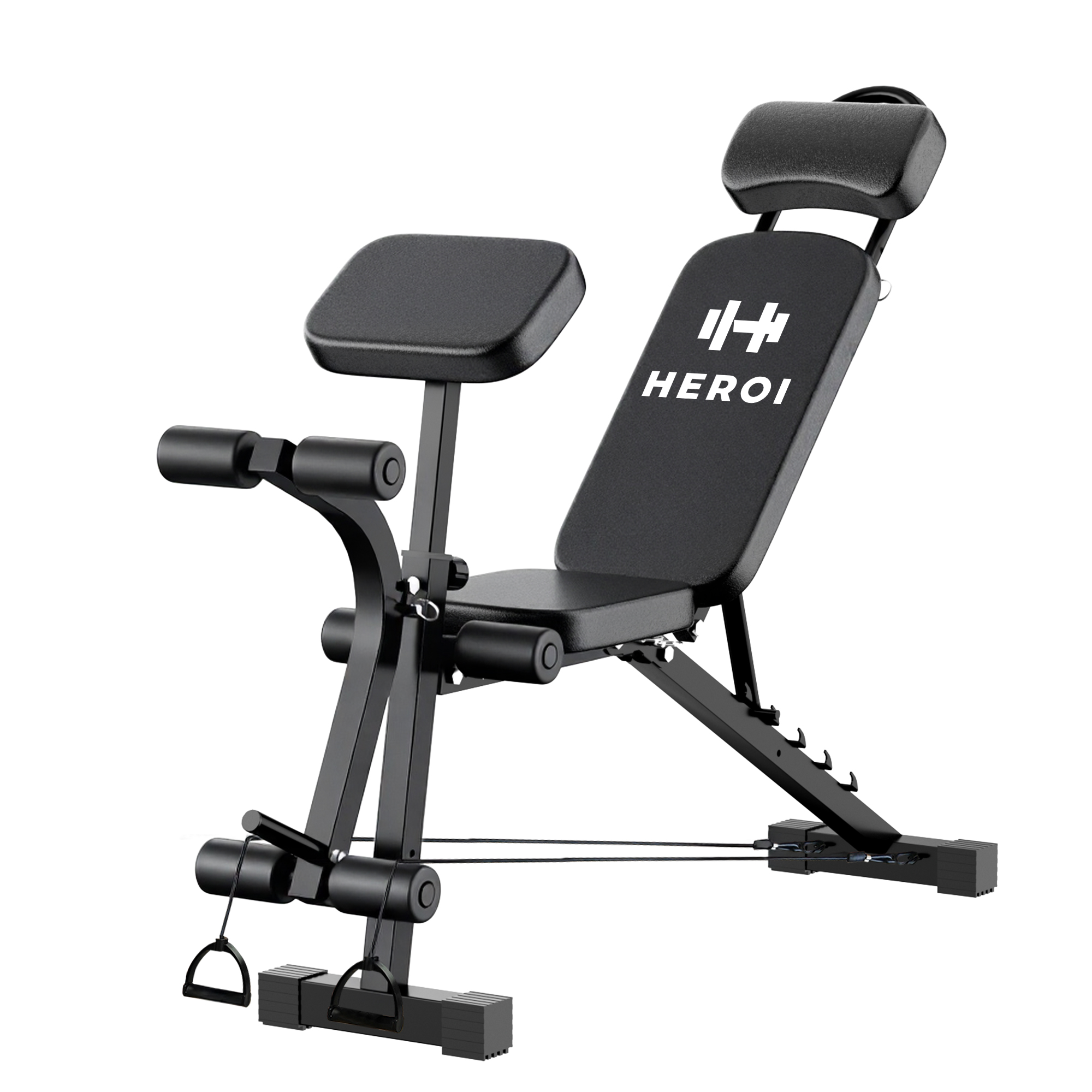 Banco de Musculação Ajustável HEROI® – 150kg, Multiângulo, Banco Pastor Removível e Extensor de Pernas TY-056 - Imagem 8