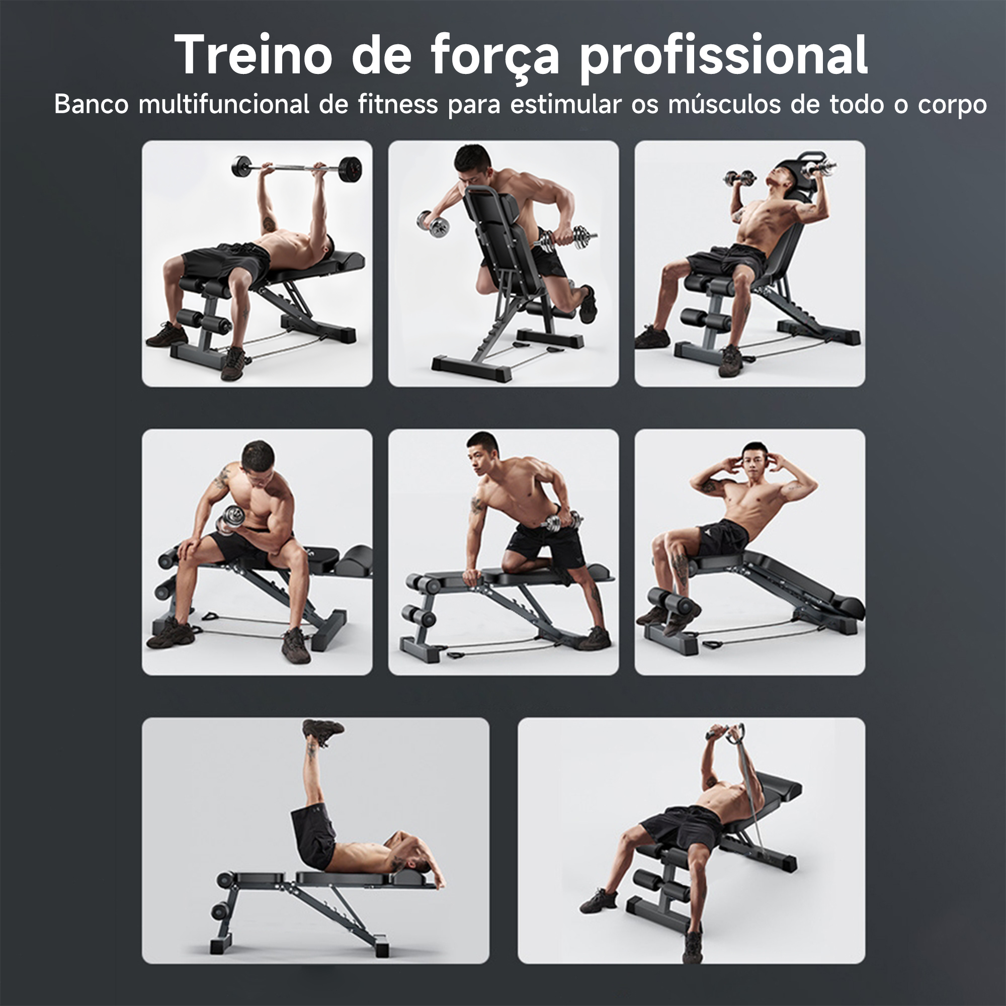 Banco de Musculação Ajustável HEROI – 150kg, Banco Pastor Removível, Extensor de Pernas e Encosto Multiângulo TY-055 - Imagem 10