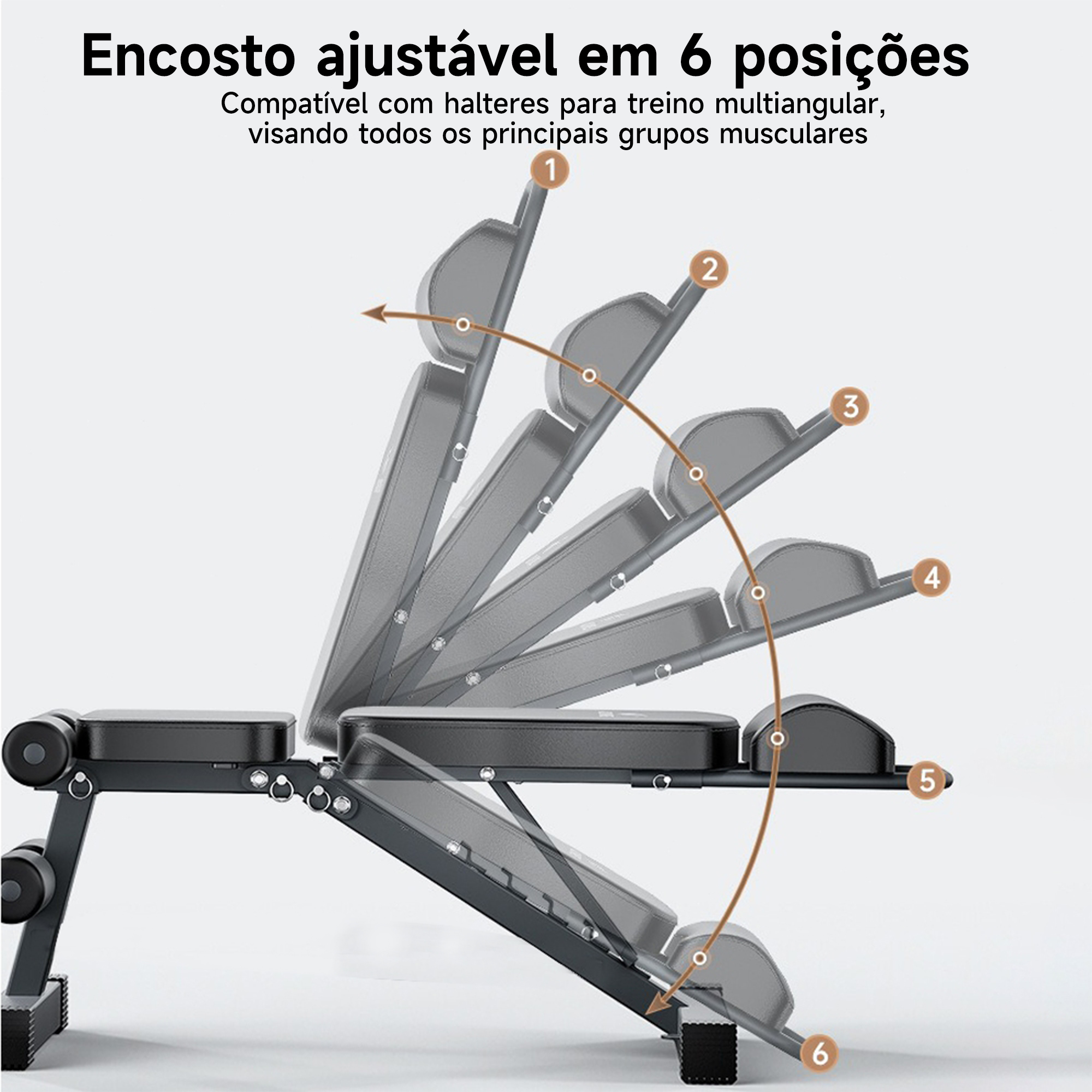Banco de Musculação Ajustável HEROI – 150kg, Banco Pastor Removível, Extensor de Pernas e Encosto Multiângulo TY-055 - Imagem 8