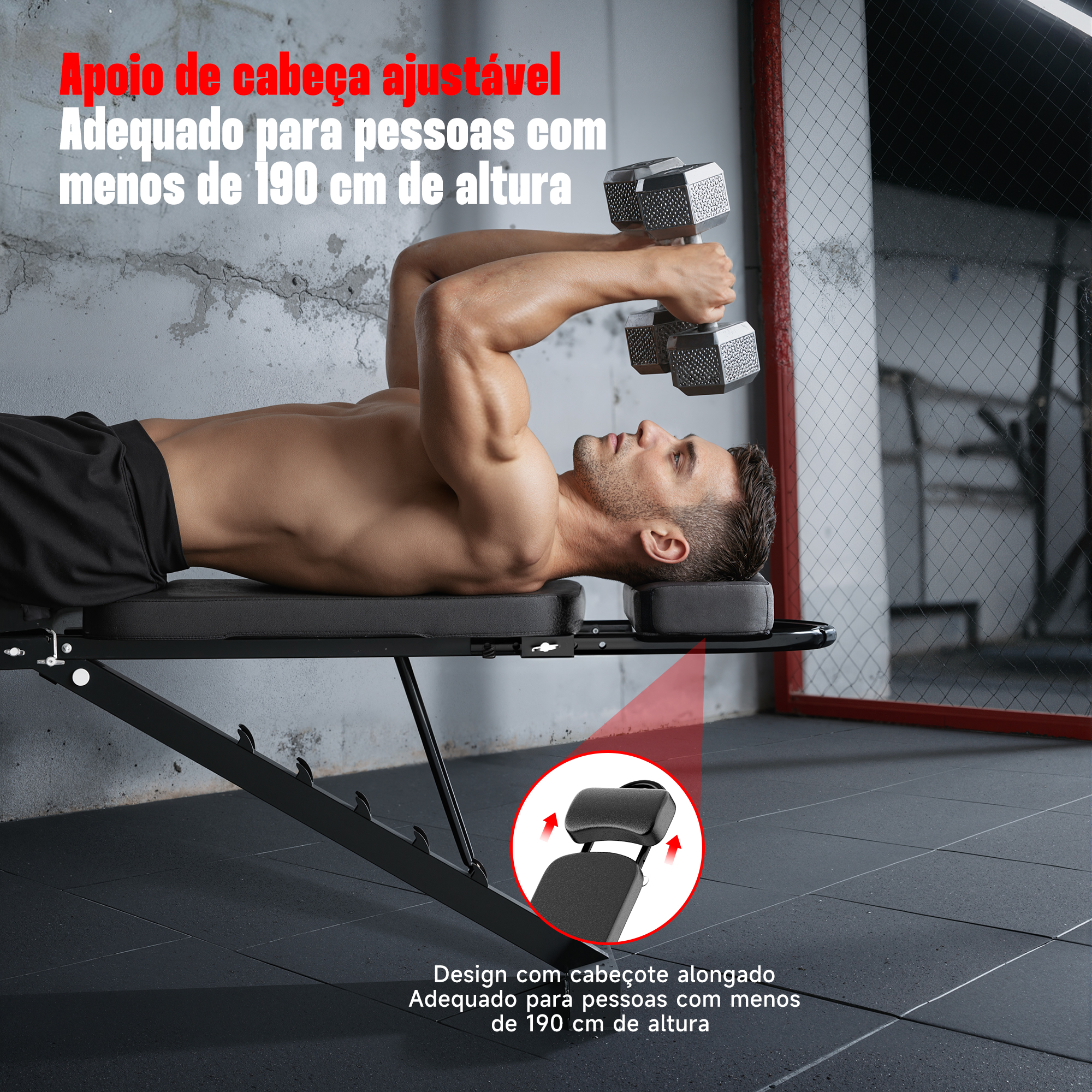 Banco de Musculação Ajustável HEROI® – 150kg, Multiângulo, Banco Pastor Removível e Extensor de Pernas TY-056 - Imagem 4