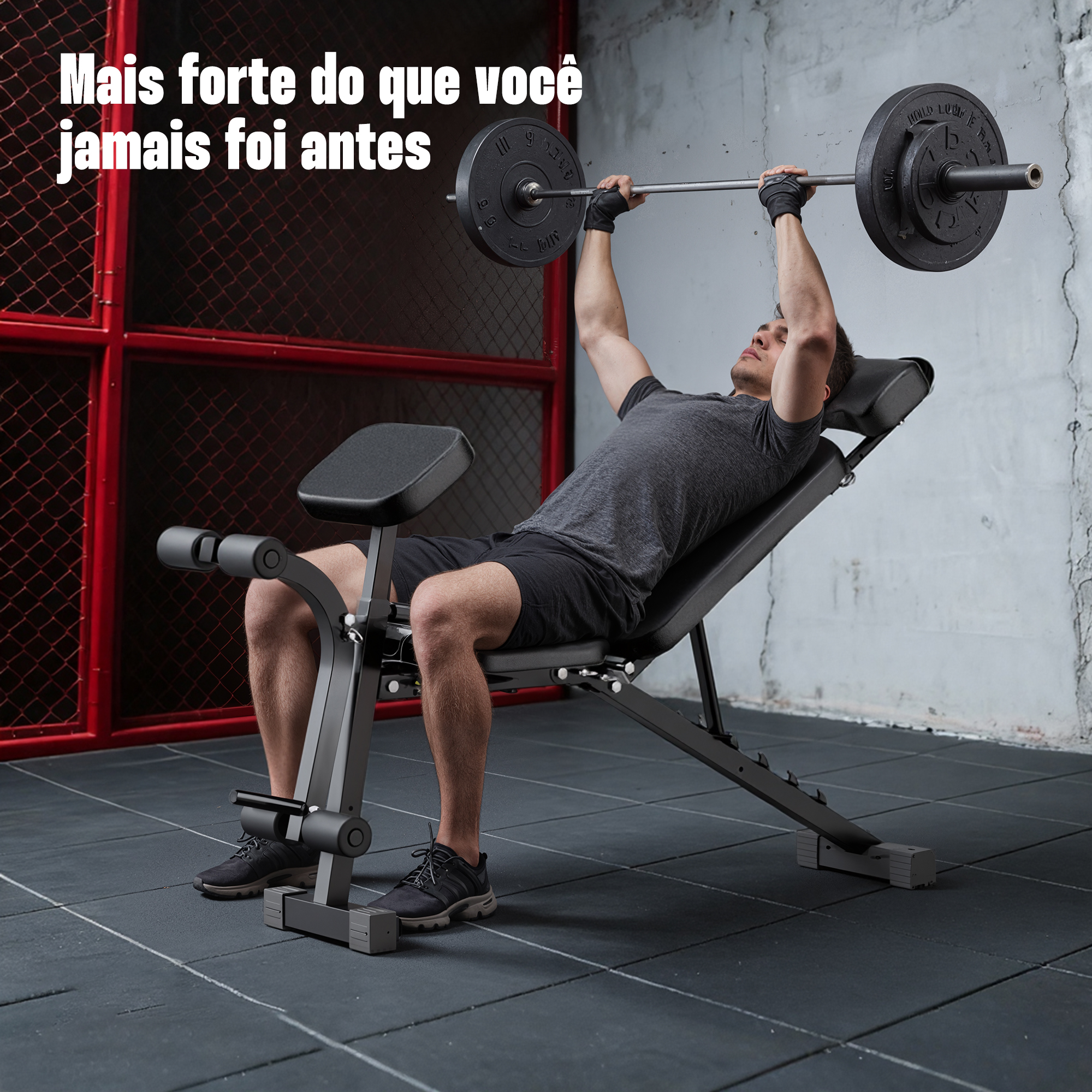 Banco de Musculação Ajustável HEROI® – 150kg, Multiângulo, Banco Pastor Removível e Extensor de Pernas TY-056 - Imagem 3
