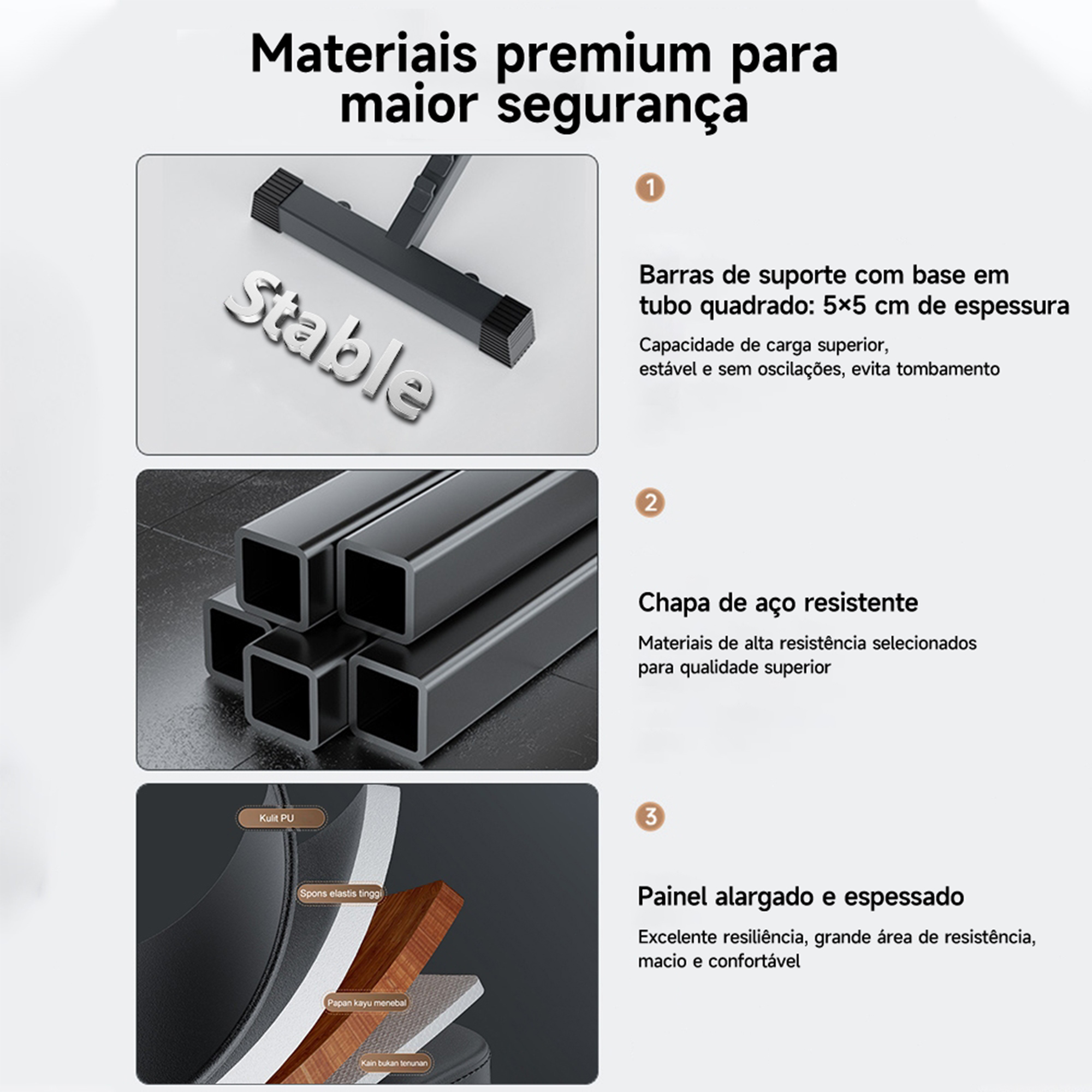 Banco de Musculação Ajustável HEROI – 150kg, Banco Pastor Removível, Extensor de Pernas e Encosto Multiângulo TY-055 - Imagem 6