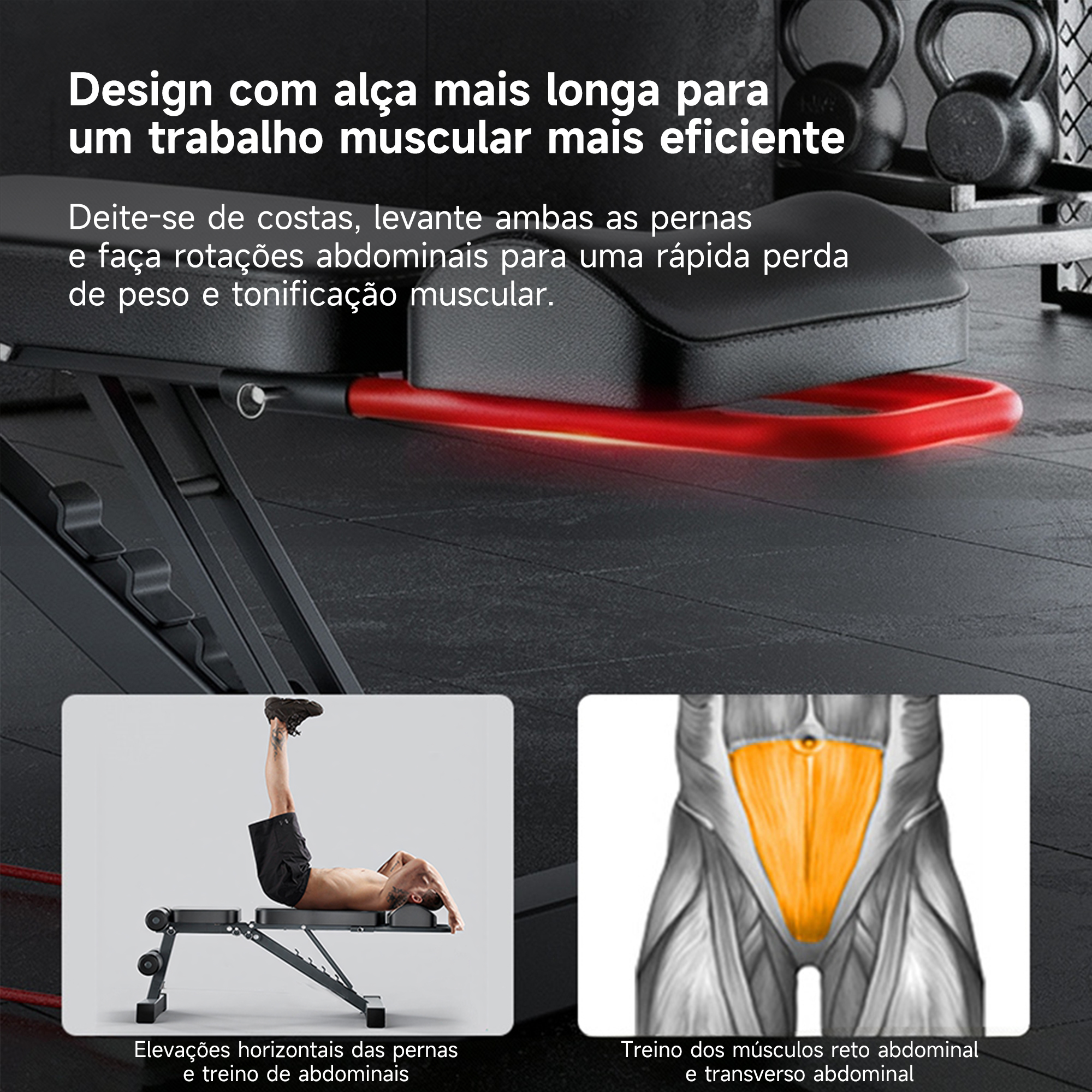 Banco de Musculação Ajustável HEROI – 150kg, Banco Pastor Removível, Extensor de Pernas e Encosto Multiângulo TY-055 - Imagem 3